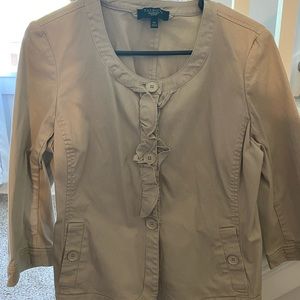 Talbots Tan Button Down Blazer With Ruffle 12P